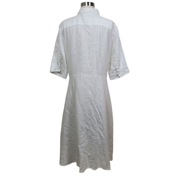 Lauren Ralph Lauren White 100% Linen Knee Length Minimalist Luxury Dress Size 18 - Picture 7 of 12